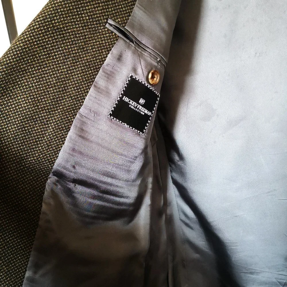 Hickey Freeman Men's Wool/Cashmere Geometric‎ Tweed Blazer 43R